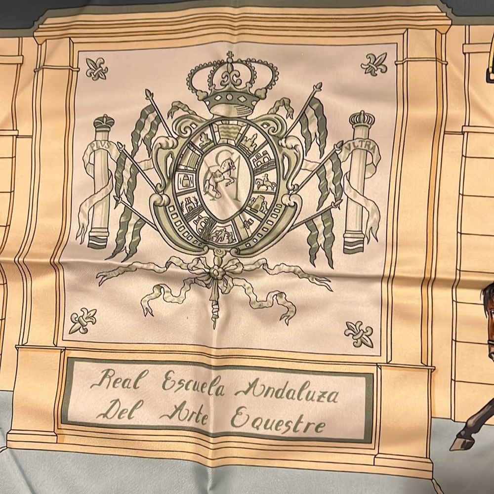 Hermes 90cm 90 Escuela Andalusia Silk Scarf Blue & Teal Equestre Equestr… - Picture 11 of 16